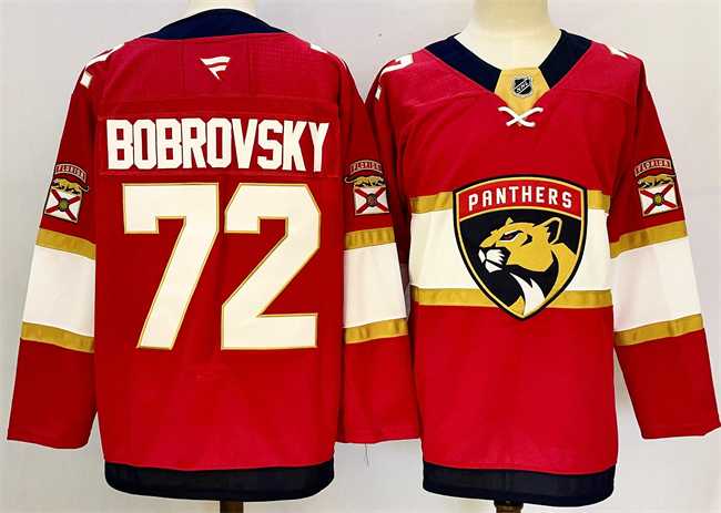 Men%27s Florida Panthers #72 Sergei Bobrovsky Red 2024-25 Home Stitched Hockey Jersey->edmonton oilers->NHL Jersey